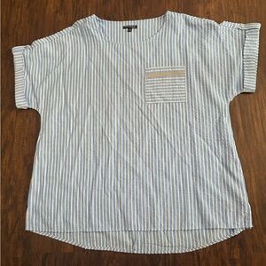 Ava & Grace Blue and White Striped Top